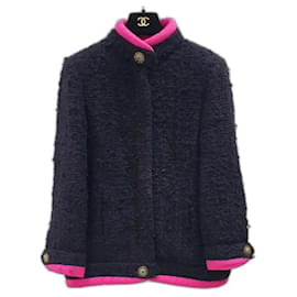 Chanel-Chanel 12Une veste boutonnée Gripore en tweed de soie noire-Multicolore