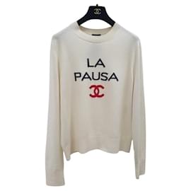 Chanel-Chanel La Pausa Crew Neck Sweater Jumper-White