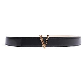 Versace Virtus Thin Belt Black Leather 100cm 40" Black