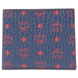 MCM Bifold Wallet Navy / Orange leather Navy blue