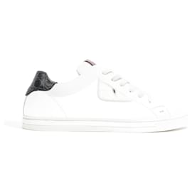 Fendi-Fendi Bug Eye Low Top Sneaker White / Black Tab Leather EU 42 Uk 8-Black