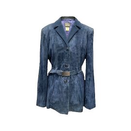 Versace Blue Suede Jacket L Blue