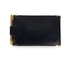 Gucci Portafoglio porta documenti vintage con monogramma blu e penna Blu