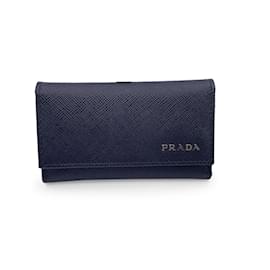 Prada-Black saffiano leather 6 Key Holder Case Pouch-Black