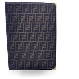 Fendi Vintage Zucca Monogram Canvas A4 Agenda Notebook Cover Brown