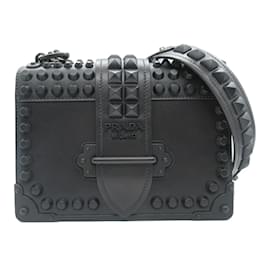 Prada-Cahier Studded Shoulder Bag  1BD0452BB0F0632-Black