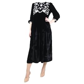 Autre Marque-Black velvet embroidered dress - size M-Black