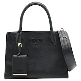 Prada-Black saffiano top handle bag-Black