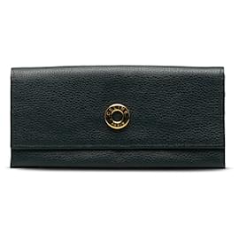 Céline-Celine Black Leather Long Wallet-Black