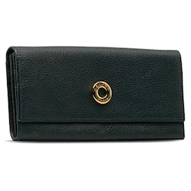 Céline-Celine Black Leather Long Wallet-Black
