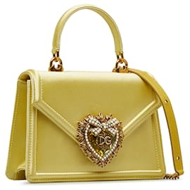 Dolce & Gabbana-Dolce&Gabbana Bolso satchel Devotion de satén amarillo-Amarillo