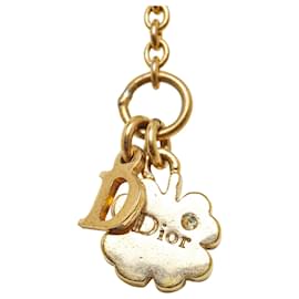 Dior-Dior Gold Rhinestone Butterfly Pendant Necklace-Golden