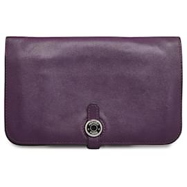 Hermès-Hermes Purple Swift Dogon Duo Wallet-Purple