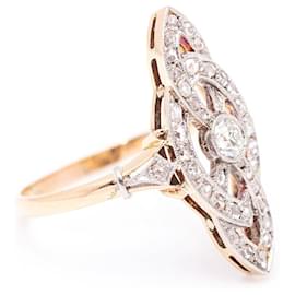Autre Marque-Noucentista-Ring 1914 Platin und Diamanten-Weiß,Golden