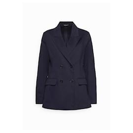 Autre Marque-Repeat new blazer navy double breasted cotton wool S XS 36 premium tailored-Black,Navy blue,Dark blue
