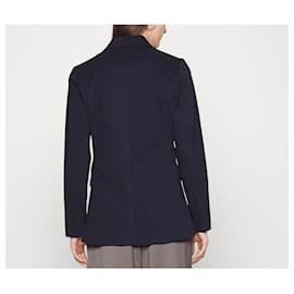 Autre Marque-Repetir novo blazer forrado em algodão com peito azul marinho S XS 36 premium sob medida-Preto,Azul marinho,Azul escuro