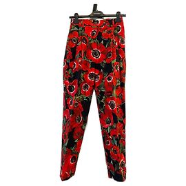 Pantalones Dolce & Gabbana de algodón con estampado de anémonas Multicolor