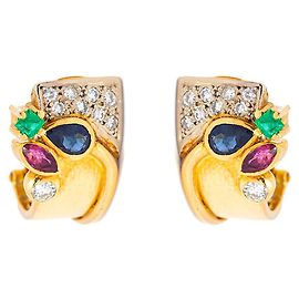 Autre Marque Pendientes en Oro y Gemas Dorado