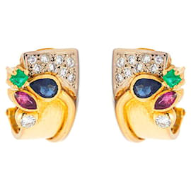 Autre Marque-Earrings in Gold and Gems-Golden