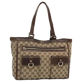 Gucci-GUCCI GG Lona Tote Bag Bege 146247 auth 60800-Bege