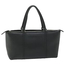 Burberry-BURBERRY Hand Bag Leather Black Auth bs10561-Black