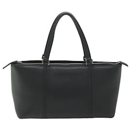 Burberry-BURBERRY Hand Bag Leather Black Auth bs10561-Black