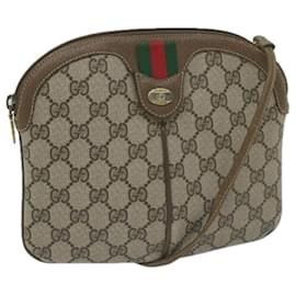 Gucci-GUCCI GG Supreme Web Sherry Line Shoulder Bag Beige Red 904 02 047 auth 61456-Red,Beige