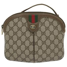 Gucci-GUCCI GG Supreme Web Sherry Line Shoulder Bag Beige Red 904 02 047 auth 61456-Red,Beige