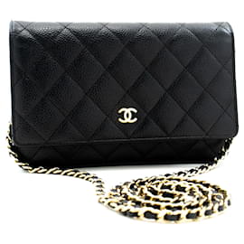 Chanel-CHANEL Caviar Wallet On Chain WOC Bolso bandolera negro Crossbody-Negro