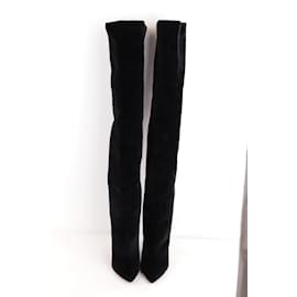Saint Laurent-Velvet boots-Black