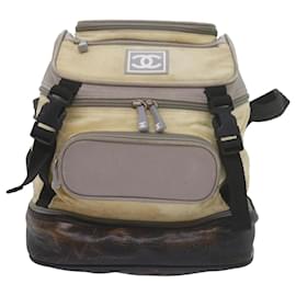 Chanel-CHANEL Sports Backpack Nylon Beige CC Auth bs10577-Beige