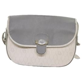 Christian Dior-Christian Dior Honeycomb Canvas Shoulder Bag PVC Leather White Auth bs10410-White