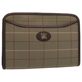 Autre Marque-Burberrys Nova Check Clutch Bag Nylon Canvas Brown Auth bs10634-Brown
