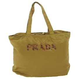 Prada-PRADA Tote Bag Nylon Yellow Auth 61248-Yellow