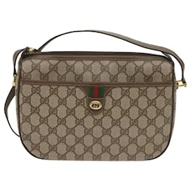 Gucci-GUCCI GG Supreme Web Sherry Line Shoulder Bag Beige Red 89 02 077 auth 61063-Red,Beige