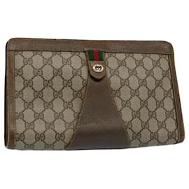 Gucci-Pochette GUCCI GG Supreme Web Sherry Line Beige Rosso 89 01 033 Auth ar11009-Rosso,Beige