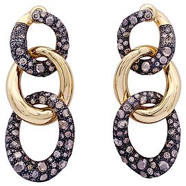 Pendientes Pomellato, "Tango", En oro rosa, diamantes plateados y marrones. Otro
