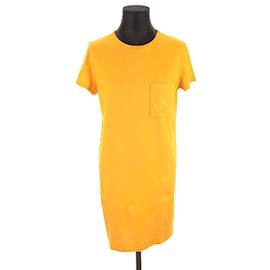Hermès-vestido de algodón-Naranja