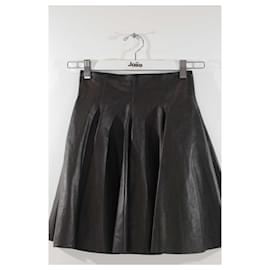 Plein Sud-Leather Mini Skirt-Black