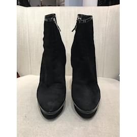 Saint Laurent-SAINT LAURENT Botines T.UE 41 ante-Negro