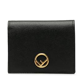 Fendi-Black Fendi F is Fendi Leather Small Wallet-Black