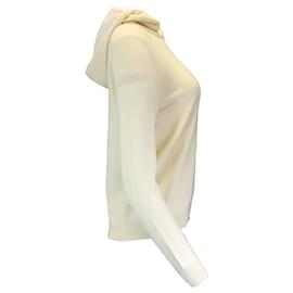 Autre Marque-Malo Ivory Hooded Long Sleeved Silk Lined Cashmere Knit Sweater-Cream
