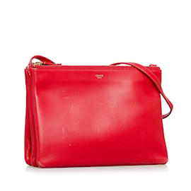 Céline-Red Celine Large Trio Crossbody Bag-Red