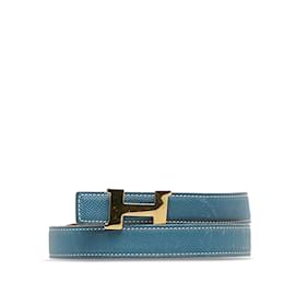 Hermès-Cinturón reversible azul Hermes Constance-Azul