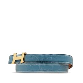 Hermès-Blue Hermes Constance Reversible Belt-Blue