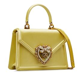 Dolce & Gabbana-Bolso satchel Devotion de satén amarillo Dolce&Gabbana-Amarillo