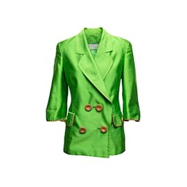 Gianfranco Ferré-Vintage Lime Gianfranco Ferre Silk Blazer Size US S/M-Other