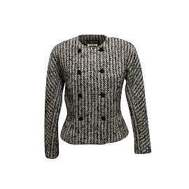 Vintage Black & White Calvin Klein Wool Herringbone Jacket Size US 8 Black
