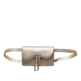 Dior-Gold Dior Leather Saddle Belt Bag-Golden