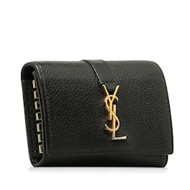 Saint Laurent-Porte-clés en cuir monogramme noir Saint Laurent-Noir